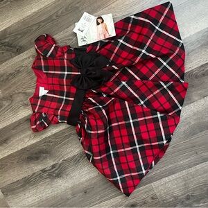 Bonnie Jean Red Plaid Dress with Black Accents